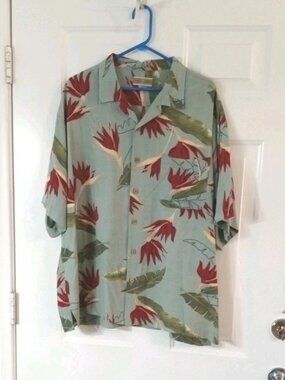 Original Island Sport Floral Hawaiian Tropical Button Up Shirt Men's XL Rayon